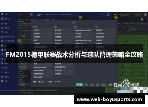 FM2015德甲联赛战术分析与球队管理策略全攻略